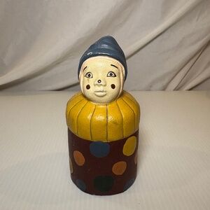 Vintage Cast-Iron Clown Bank with Plug THT 2000 Hand Painted
